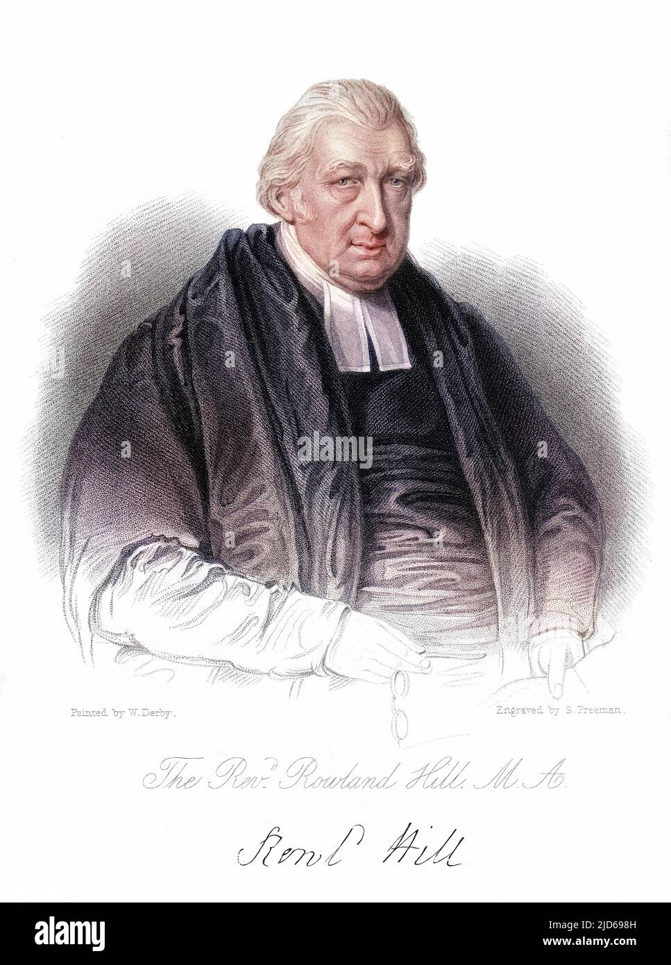 Der beliebte Prediger ROWLAND HILL, Minister der Surrey Chapel, London, Mit seinem Autograph Colorized Version von : 10160871 Datum: 1744-1833 Stockfoto