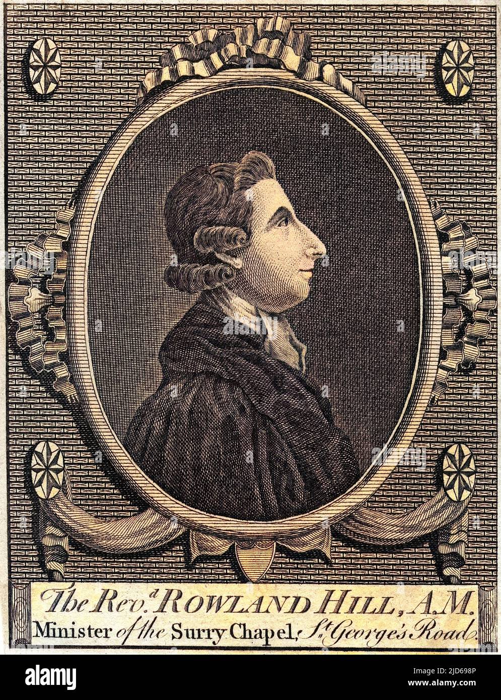 Der beliebte Prediger ROWLAND HILL, Minister der Surrey Chapel, London. Kolorierte Version von : 10160869 Datum: 1744-1833 Stockfoto