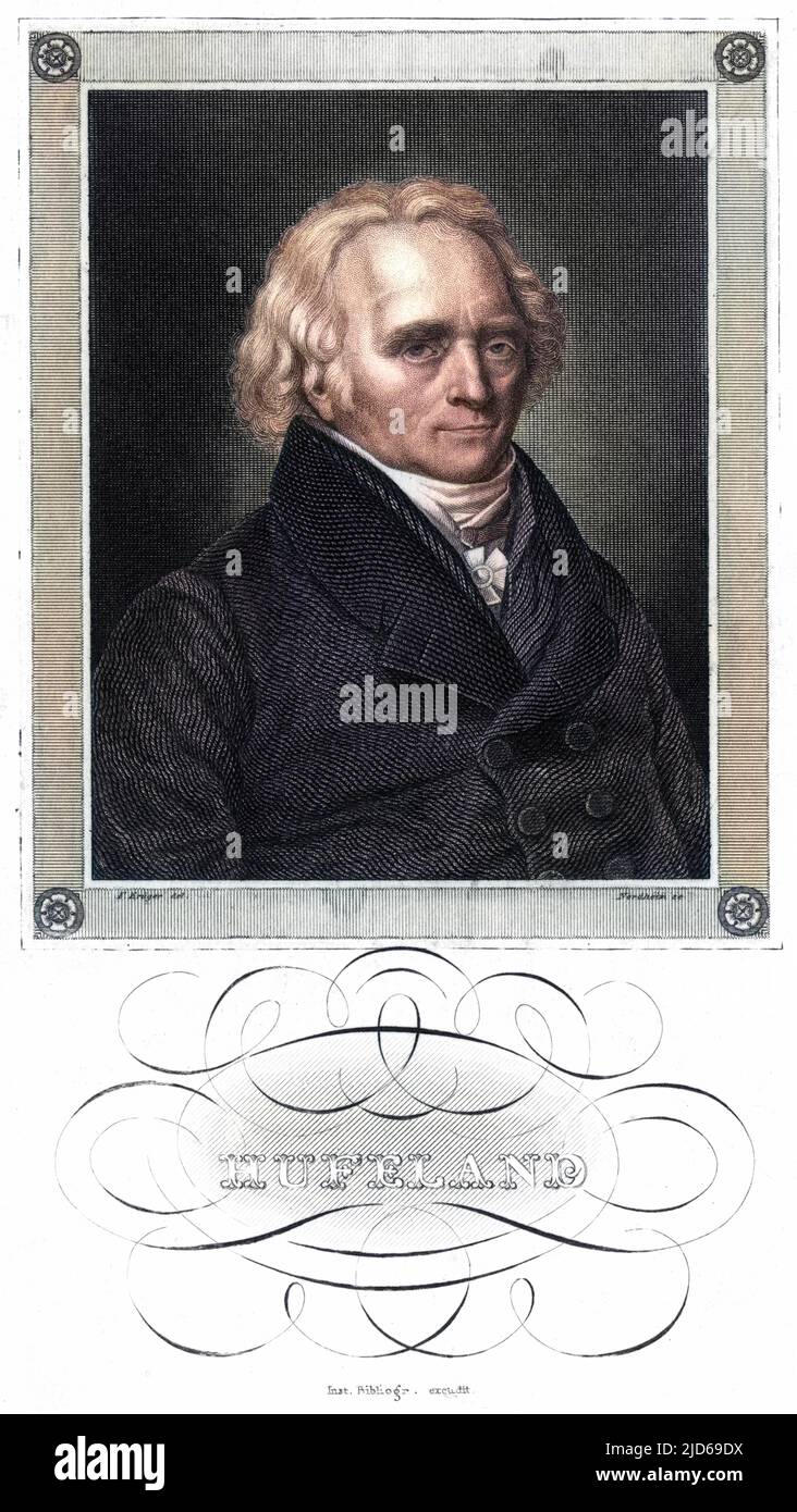 CHRISTOPH WILHELM HUFELAND Deutscher Heilpraktiker Kolorisierte Version von : 10161397 Datum: 1762 - 1836 Stockfoto