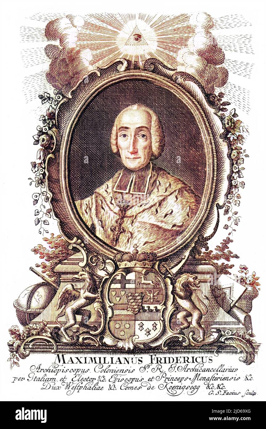 MAXIMILIAN FRIEDRICH von KONIGSECK deutscher katholischer Kirchenmann, Fürst-Erzbischof von Münster, ein einflussreicher und effektiver Verwalter. Kolorierte Version von : 10162396 Datum: Ca. 1761 Stockfoto