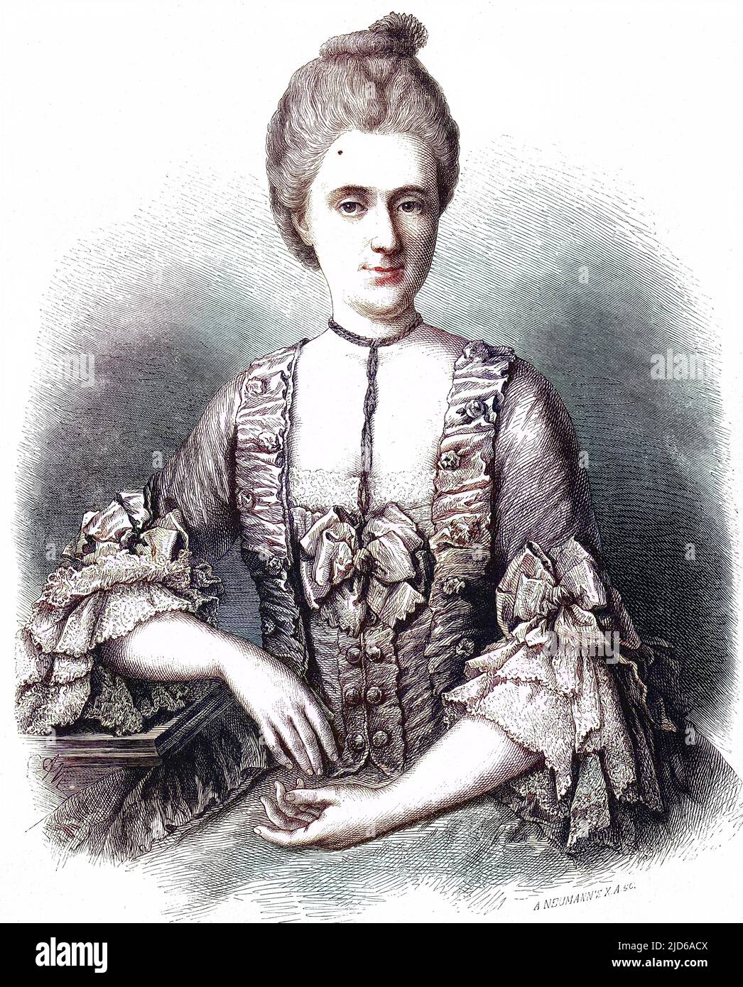 EVA LESSING, Ehefrau des Schriftstellers Gotthold Ephraim Lessing. Kolorierte Version von : 10163159 Datum: Ca. 1750 Stockfoto