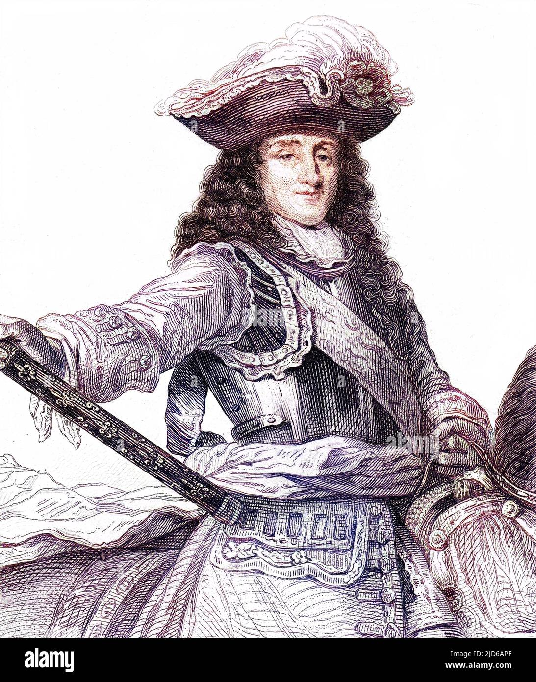 FRANCOIS HENRI MONTMORENCY- BOUTEVILLE, duc de LUXEMBOURG französischer Militärkommandant, marechal de France. Auf dem Pferd dargestellt Colorized Version von : 10163896 Datum: 1628 - 1695 Stockfoto