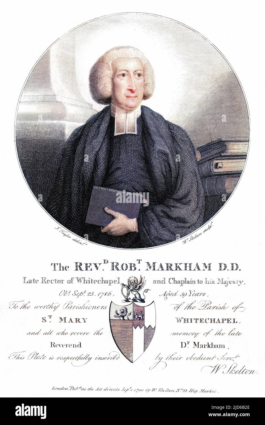 ROBERT MARKHAM englischer Kirchenmann, Rektor der Whitechapel und Kaplan des Königs. Kolorierte Version von : 10164479 Datum: 1727 - 1786 Stockfoto
