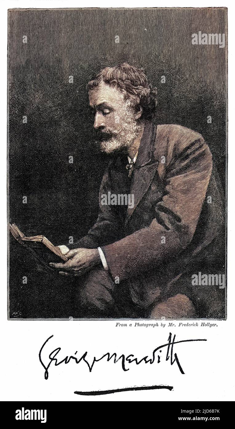 Der englische Schriftsteller und Dichter George Meredith. Kolorierte Version von : 10164909 Datum: 1828 - 1909 Stockfoto