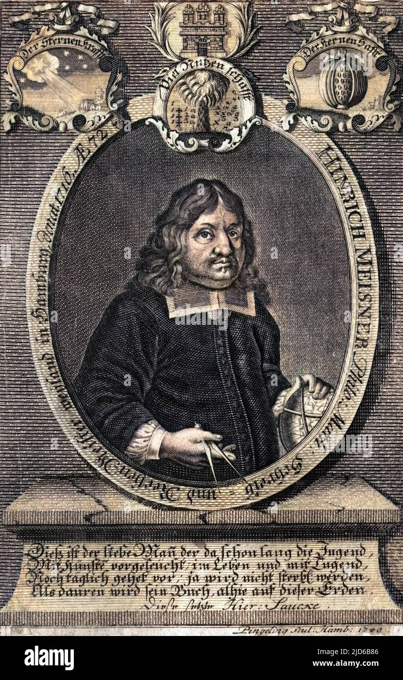 HEINRICH MEISNER Deutscher Philosoph und Mathematiker aus Hamburg. Kolorierte Version von : 10164809 Datum: 1644 - 1672 Stockfoto