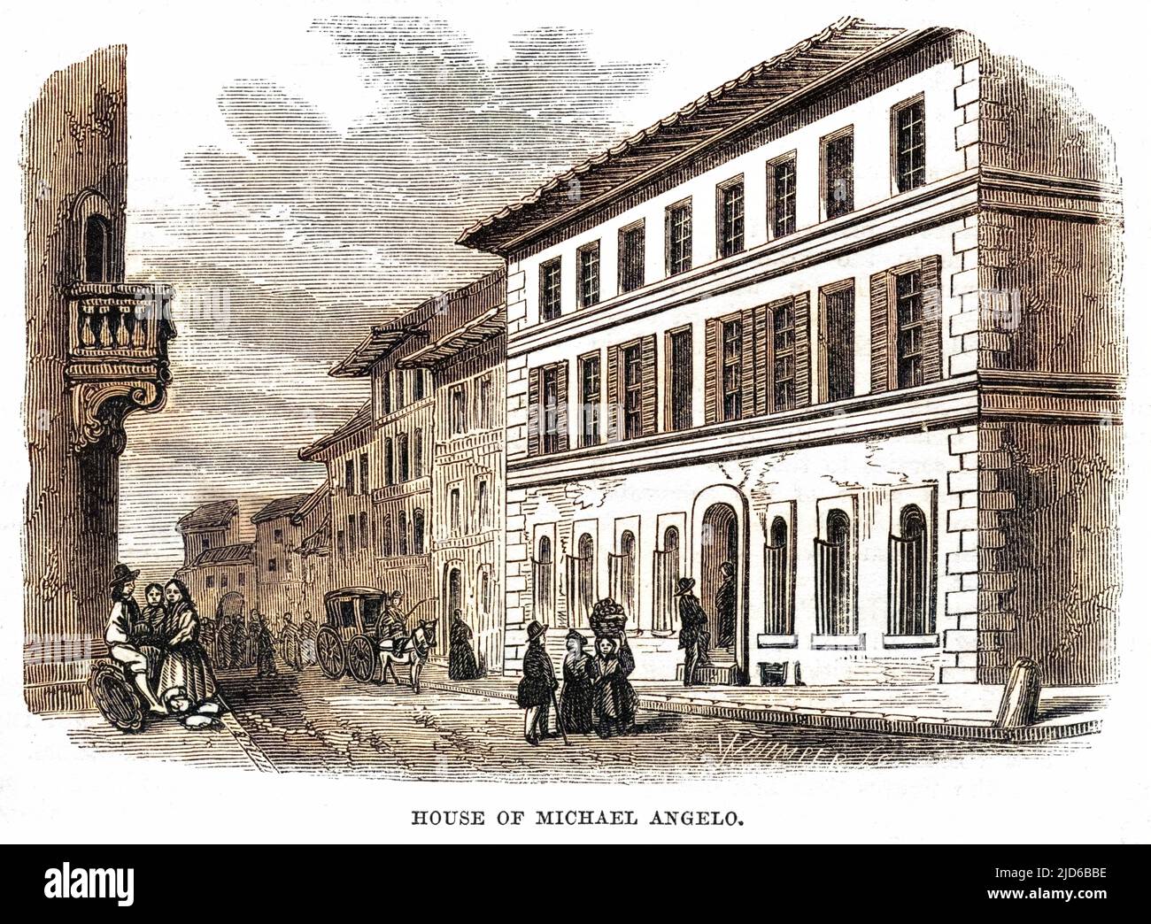 MICHELANGELOS Haus in Firenzano / Florenz. Kolorierte Version von : 10165020 Datum: 16. JAHRHUNDERT Stockfoto