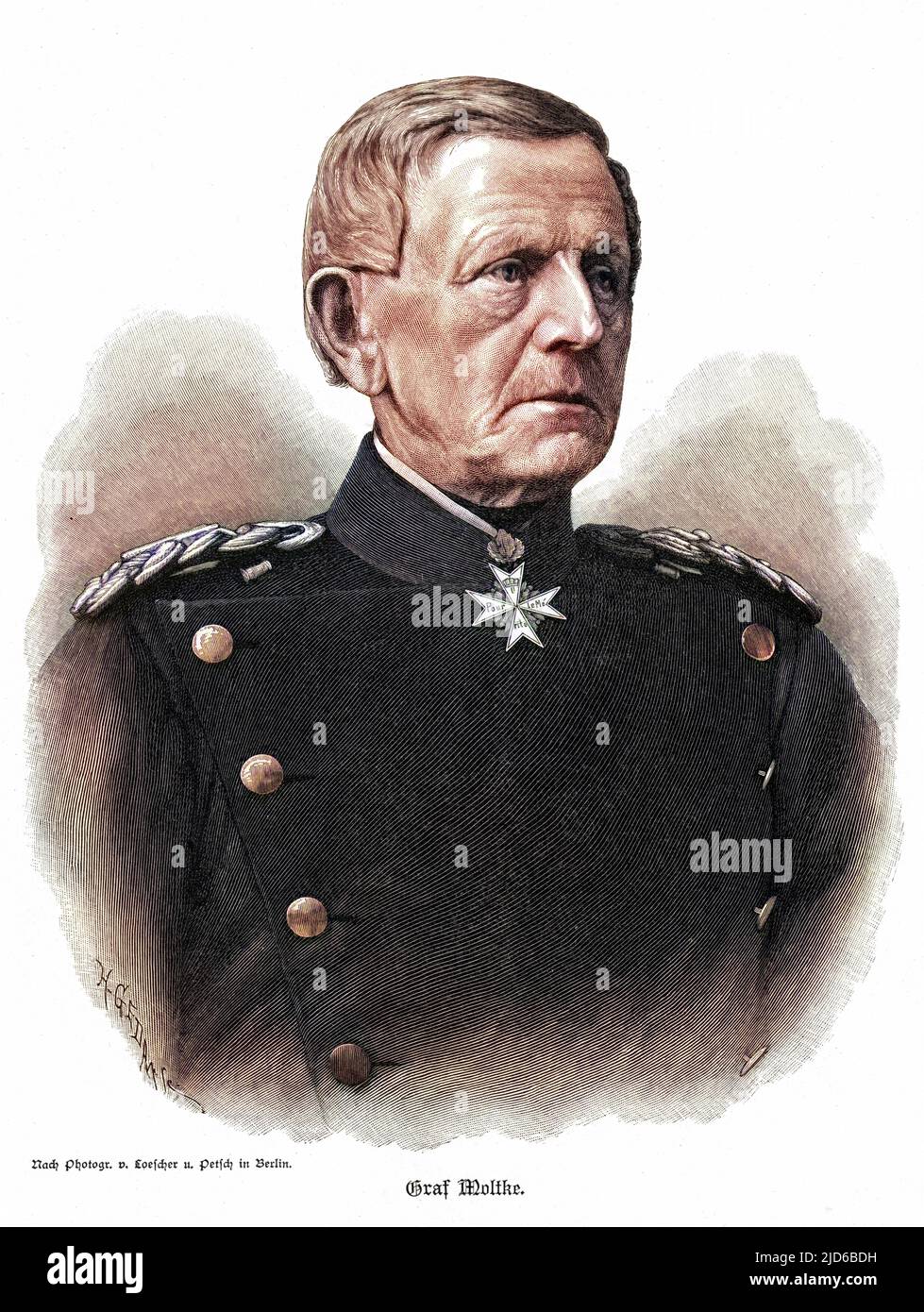 HELMUT CARL BERNHARD, graf von MOLTKE (1800 - 1891), preußischer Militärkommandant während des französisch-preußischen Krieges. Kolorierte Version von : 10165211 Stockfoto