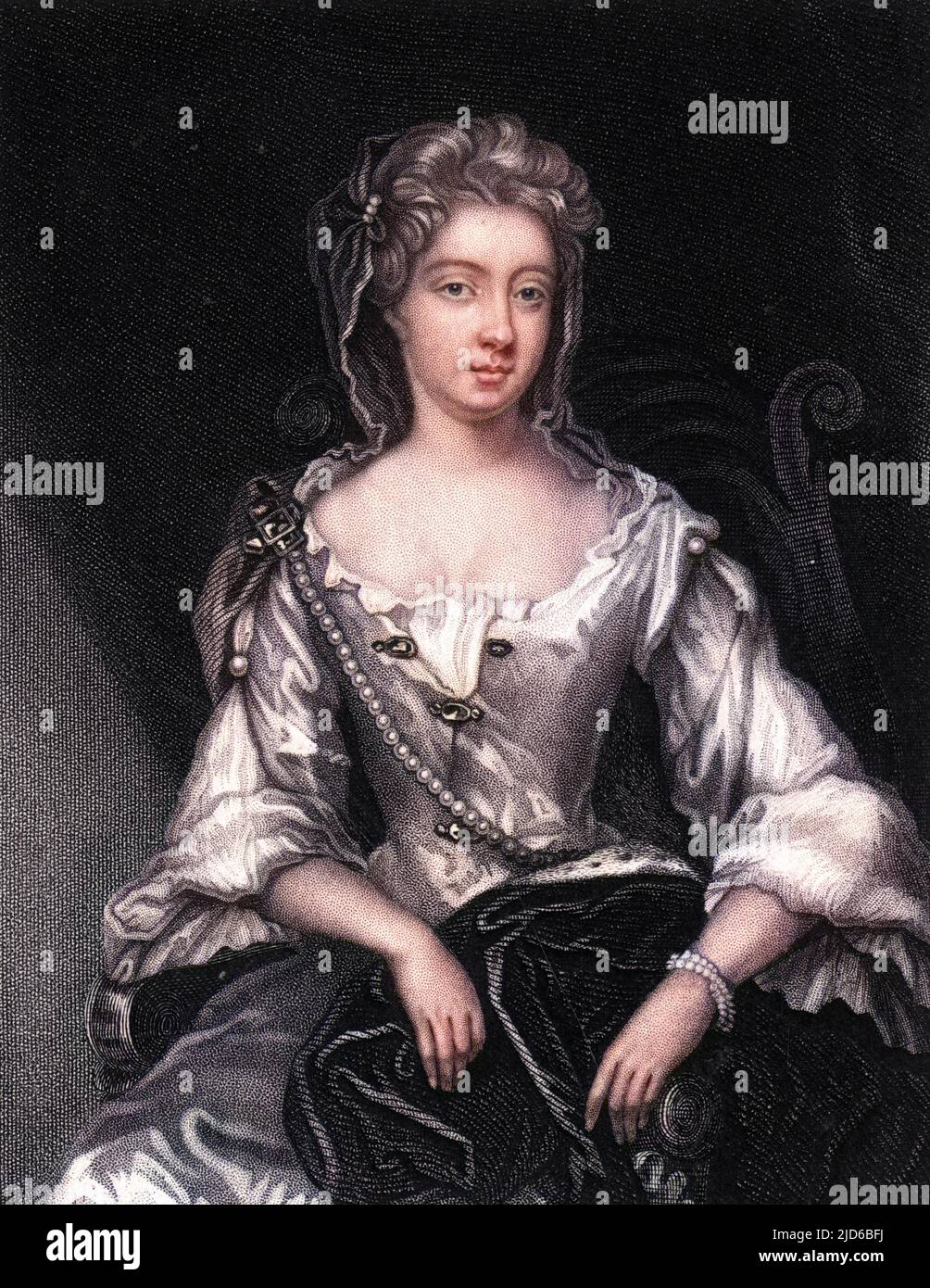 ANN, herzogin von MONMOUTH (geb. Scott) Ehefrau (1) von James Scott, natürlicher Sohn von Charles II. (2) Charles dritter Baron Cornwallis. Kolorierte Version von : 10165284 Datum: 1651 - 1732 Stockfoto