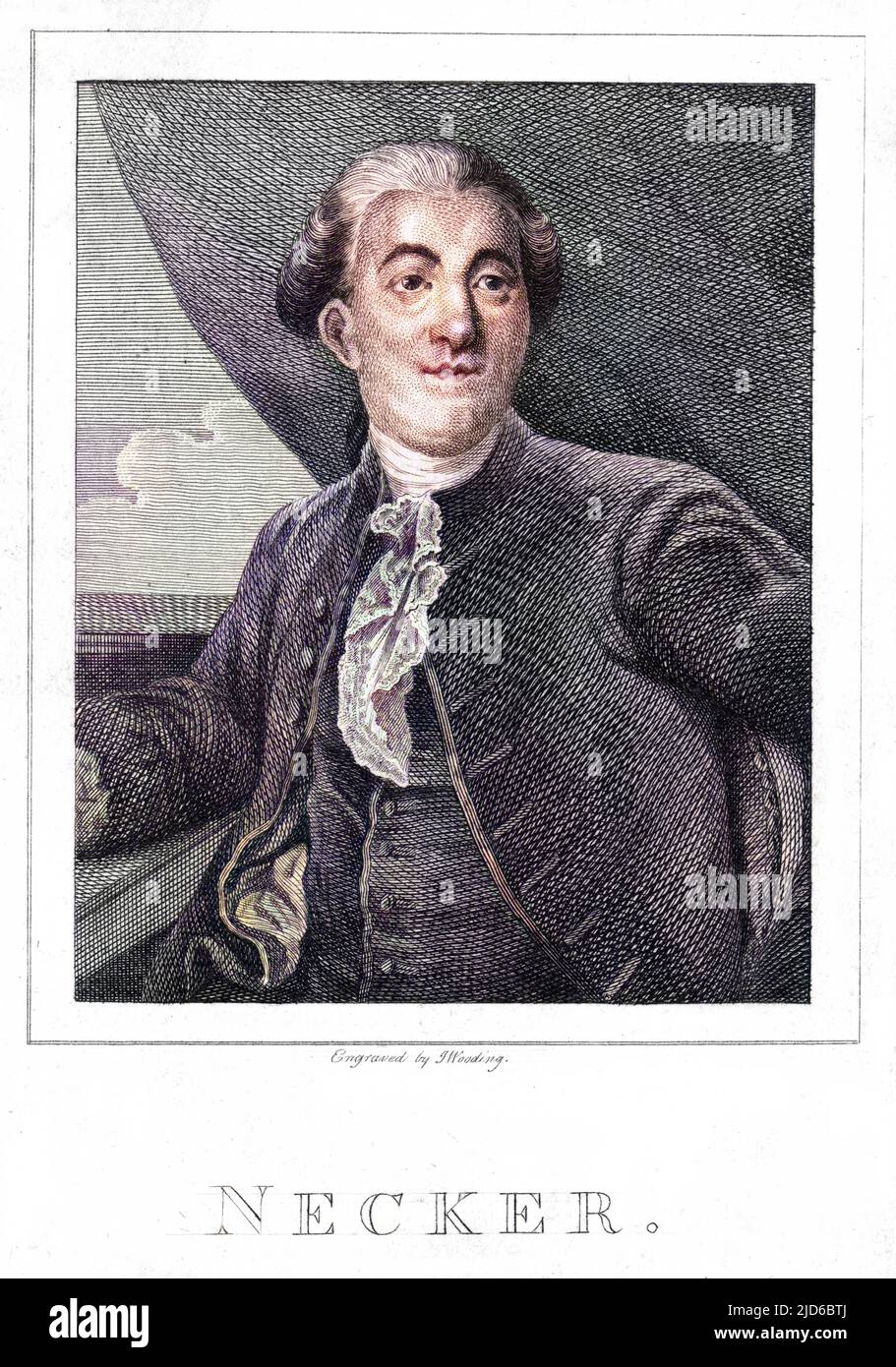 JACQUES NECKER (1732 - 1804), in der Schweiz geborener französischer Finanzmann und Staatsmann, schilderte 1789 das Jahr der Revolution, das seine Finanzreformen nicht stoppen konnten. Kolorierte Version von : 10167177 Stockfoto