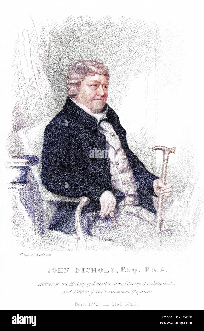 JOHN NICHOLS Drucker und Antiquariatsautor Colorized Version of : 10167322 Datum: 1745 - 1826 Stockfoto