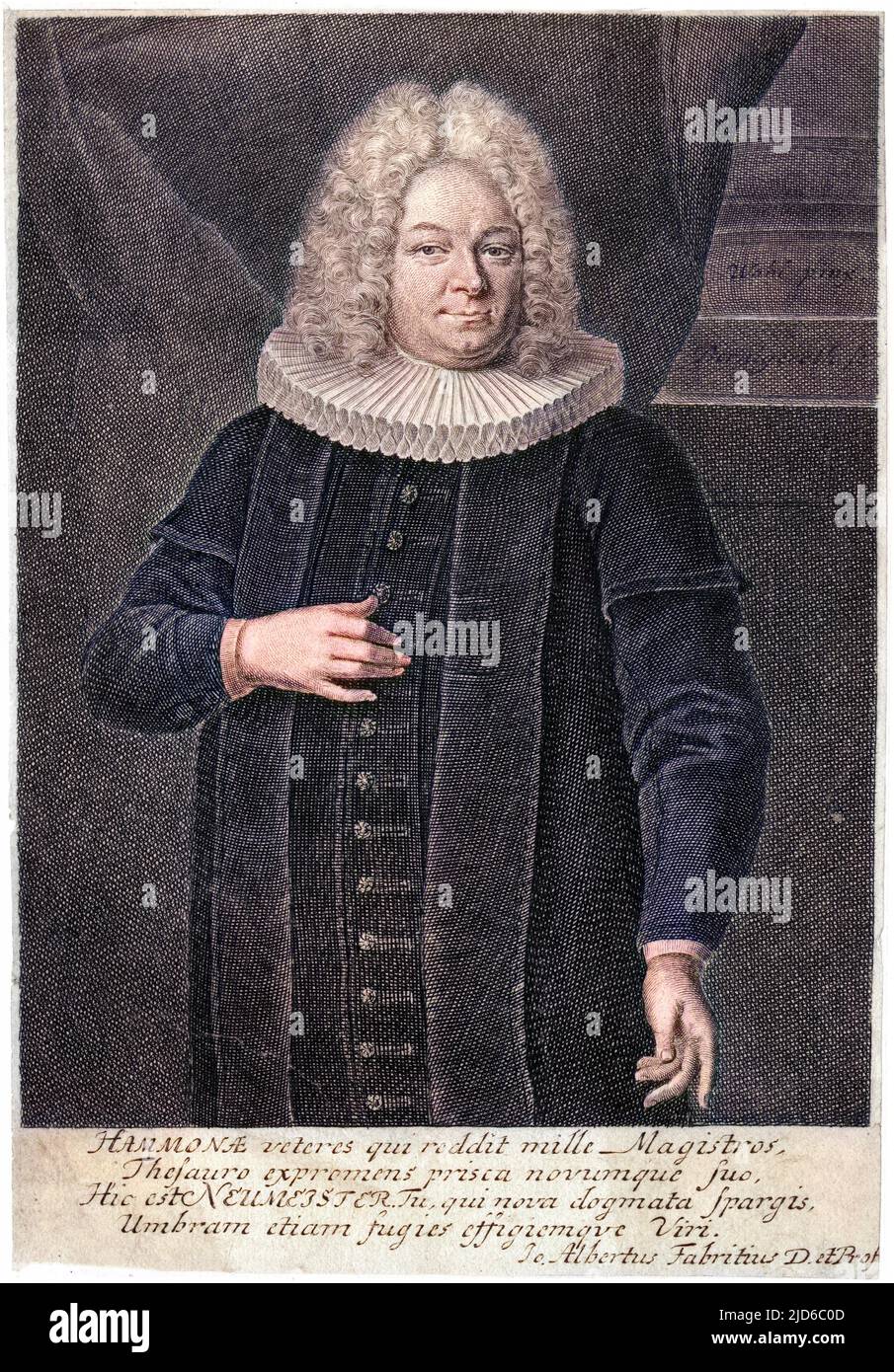 ERDMANN NEUMEISTER deutscher Kirchenmann und Theologe. Kolorierte Version von : 10167223 Datum: 1671 - 1756 Stockfoto