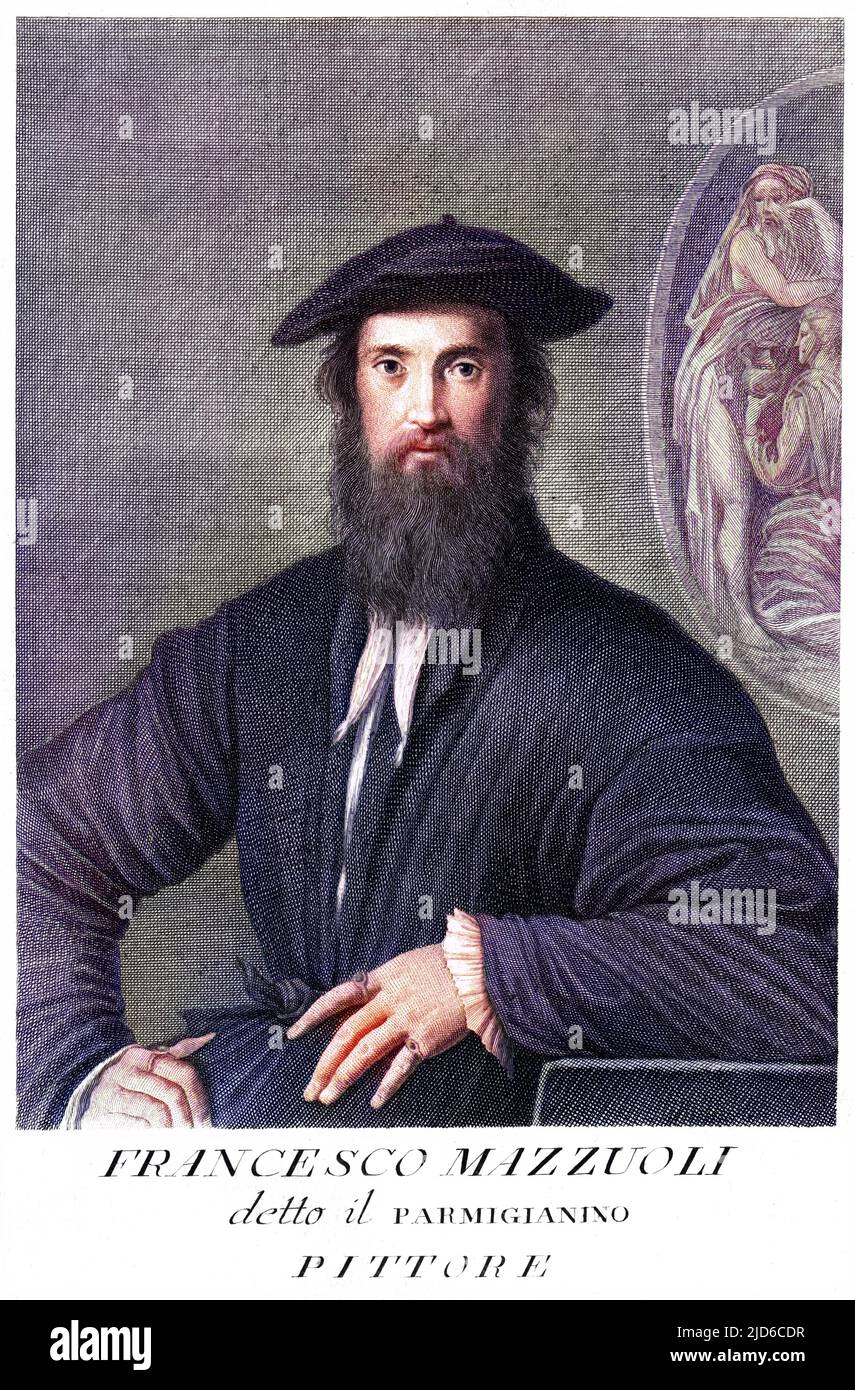 FRANCESCO MAZZUOLI, bekannt als IL PARMIGIANINO italienischer Künstler aus Parma Colorized Version von : 10172039 Datum: 1503 - 1540 Stockfoto