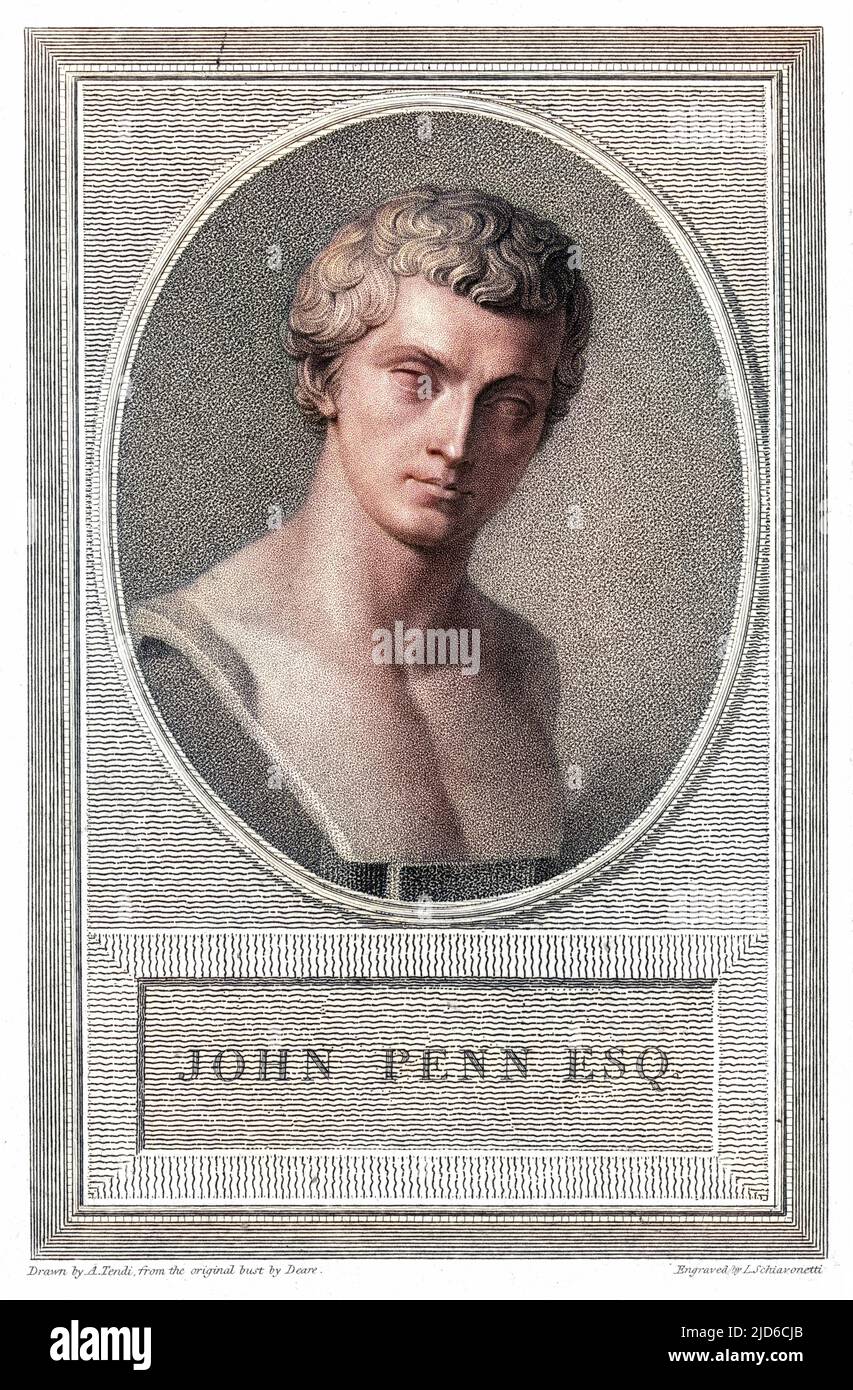 JOHN PENN von Stoke Park, Nachkomme von William Penn, dem letzten Besitzer von Pennsylvania. Kolorierte Version von : 10172334 Datum: 1760 - 1834 Stockfoto