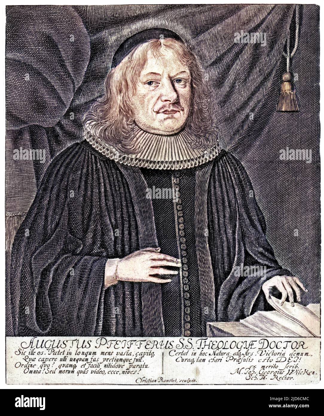 AUGUST PFEIFFER Deutscher Kirchenmann und Orientalistin. Kolorierte Version von : 10172498 Datum: 1640 - 1698 Stockfoto