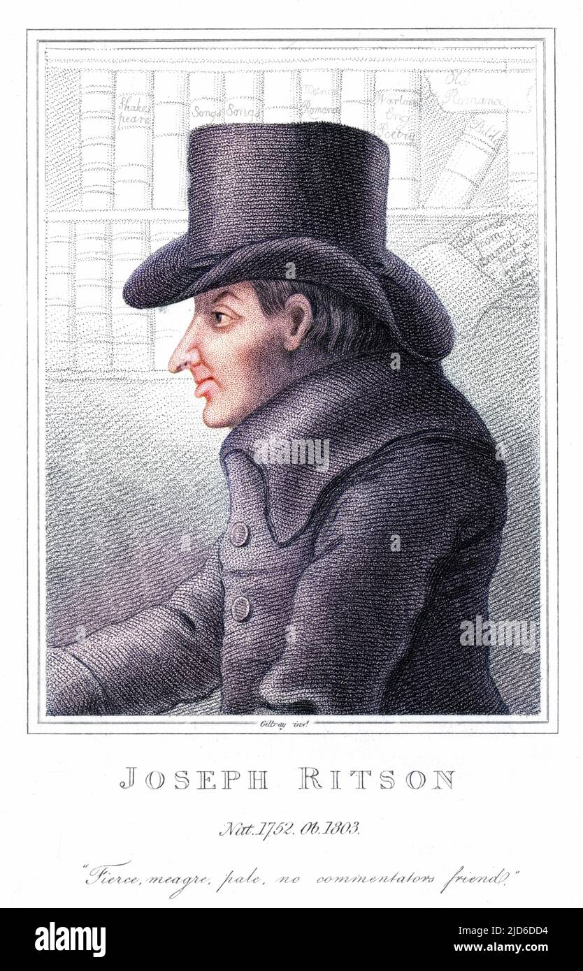 JOSEPH RITSON (1752 - 1803), Antiquariat. Kolorierte Version von : 10174259 Stockfoto