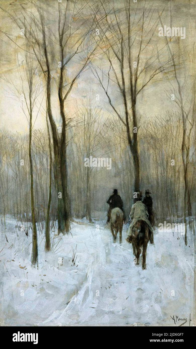 Fahrer im Schnee im Haagse Bos. Anton Mauve. 1880. Stockfoto