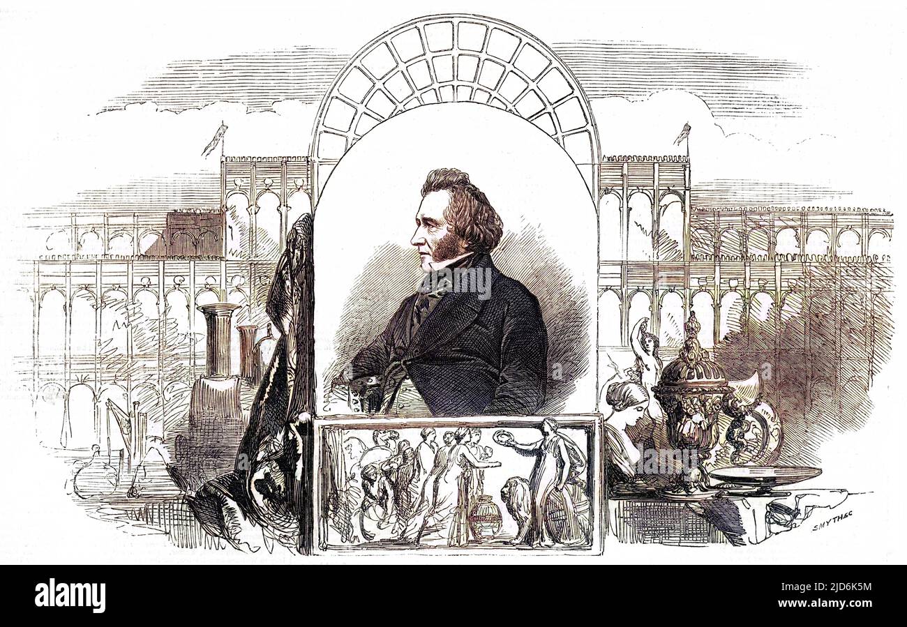 Joseph Paxton (1801 - 1865), Gärtner, Designer von Wintergärten und des Crystal Palace von 1851. Kolorierte Version von: 10172187 Datum: 1851 Stockfoto