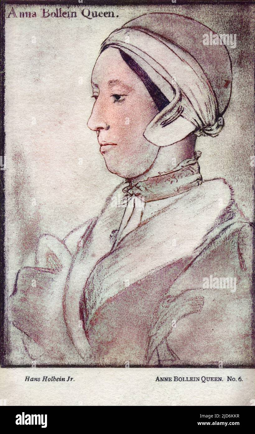 Porträt von Königin Anne Boleyn. Gemälde ursprünglich von Hans Holbein Jr. Kolorierte Version von: 10584883 Stockfoto