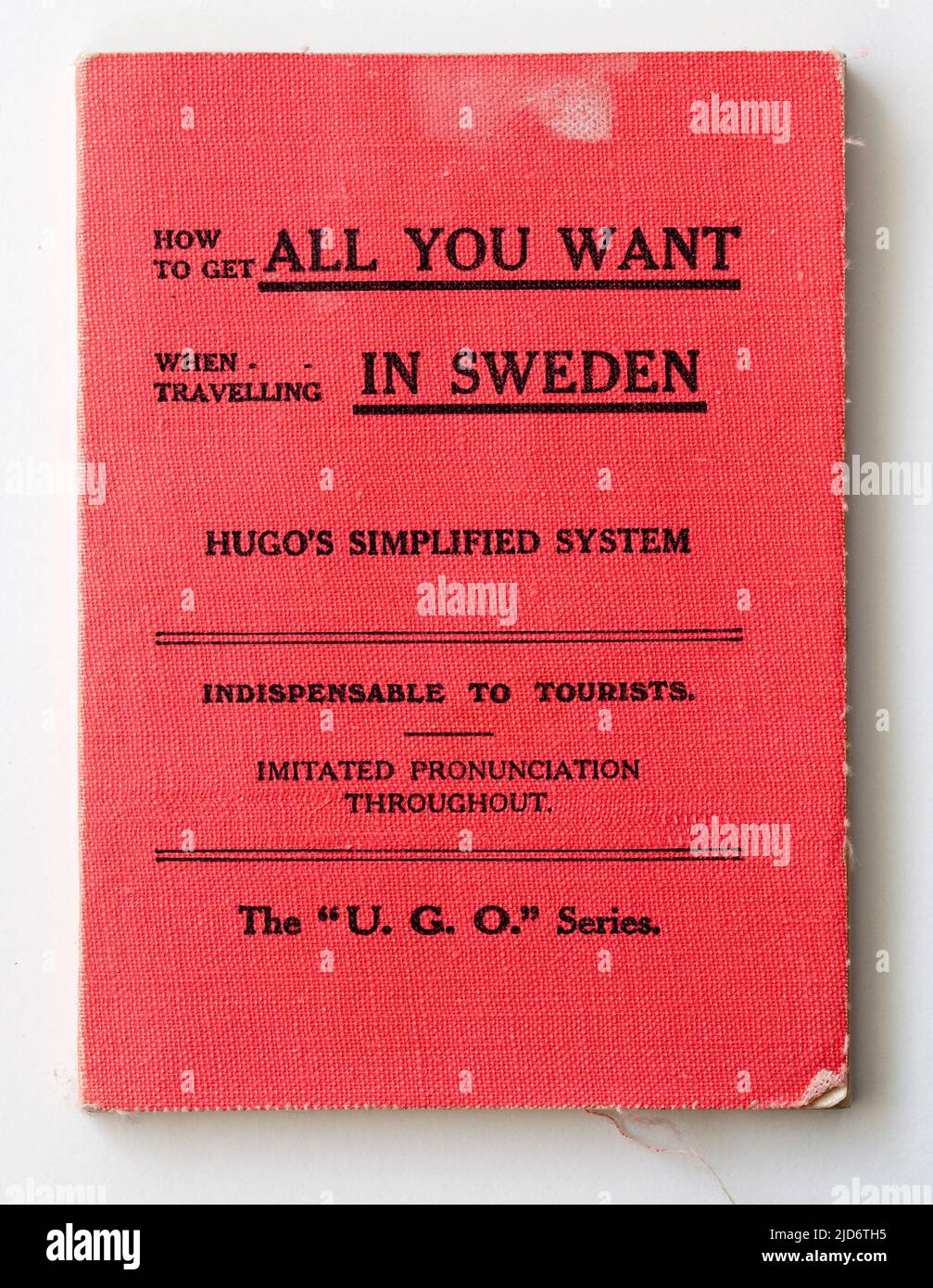 Vintage-Ausgabe des Sprachreiseführers „All You Want in Sweden“ Stockfoto