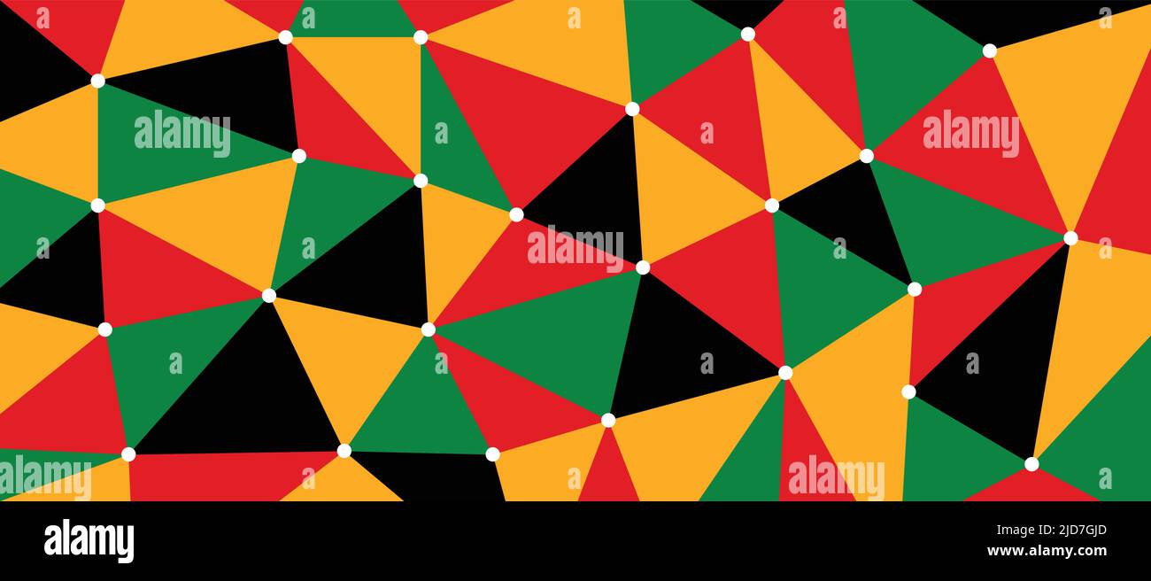 Schwarzer Verlaufsmonat. Juneteenth Color Theme abstraktes Dreieck Hintergrund. Tag der Unabhängigkeit, Freiheit oder Emanzipation. Jährliche amerikanische Feiertage im Juni 19 Stock Vektor