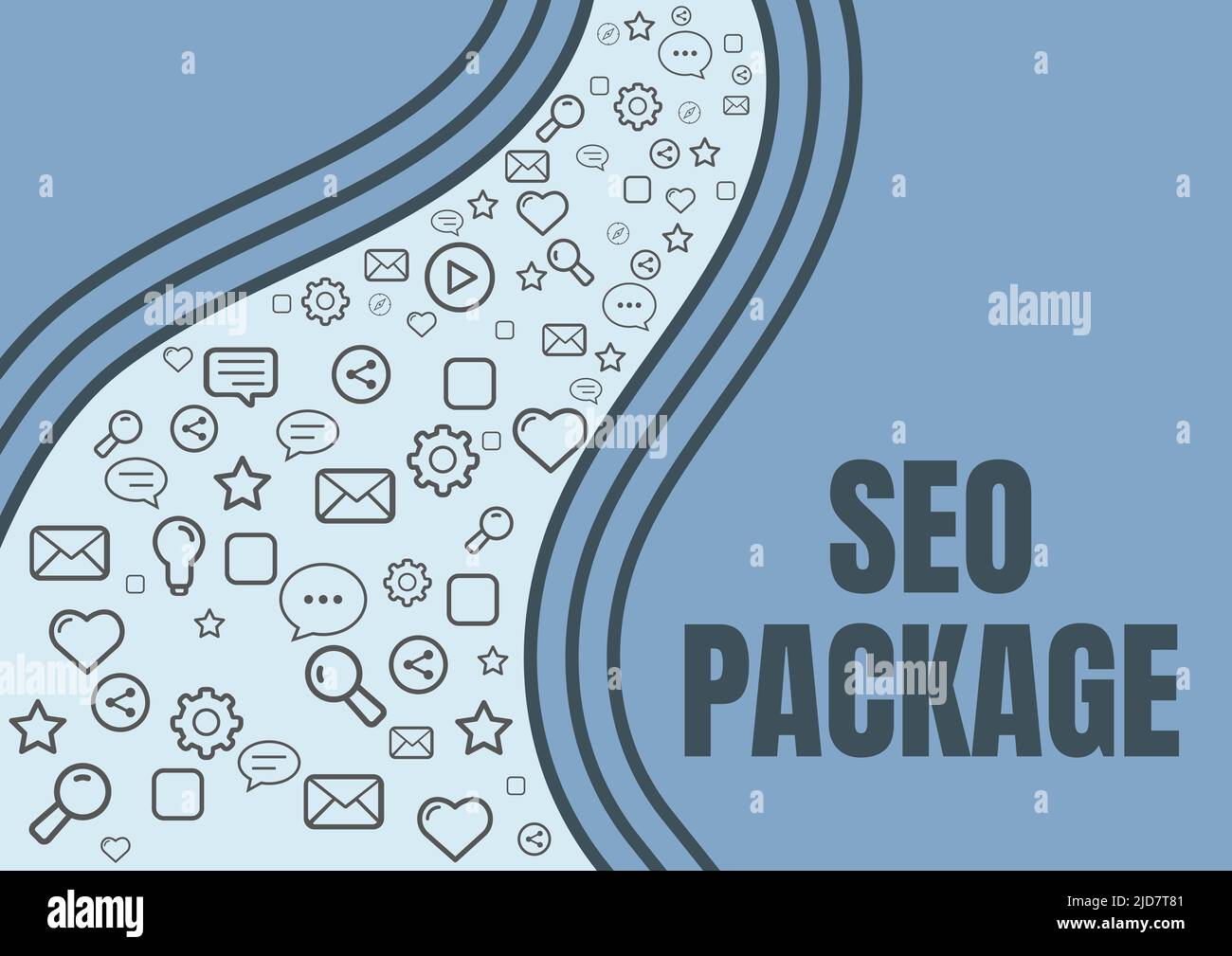 Schild mit Seo Package. Konzept Bedeutung Praxis der Suchmaschinenoptimierung erhöhen Anzahl Besucher Symbole symbolisieren Online-Kommunikation Stockfoto