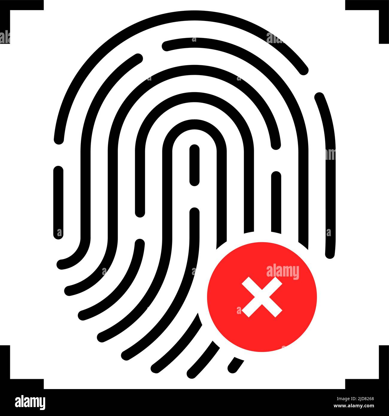 Fingerabdruck-Symbol mit Kreuzzeichen Stock Vektor