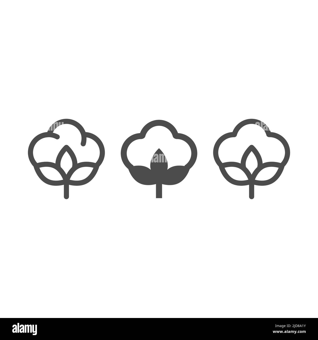 Baumwollmaterial mit Vektor-Symbol. Baumwollstoffe sind mit einem Beschriftungssymbol gekennzeichnet. Stock Vektor