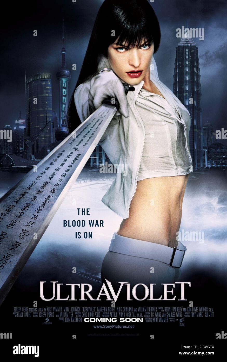 POSTER VON MILLA JOVOVOVICH, ULTRAVIOLETT, 2006, Stockfoto