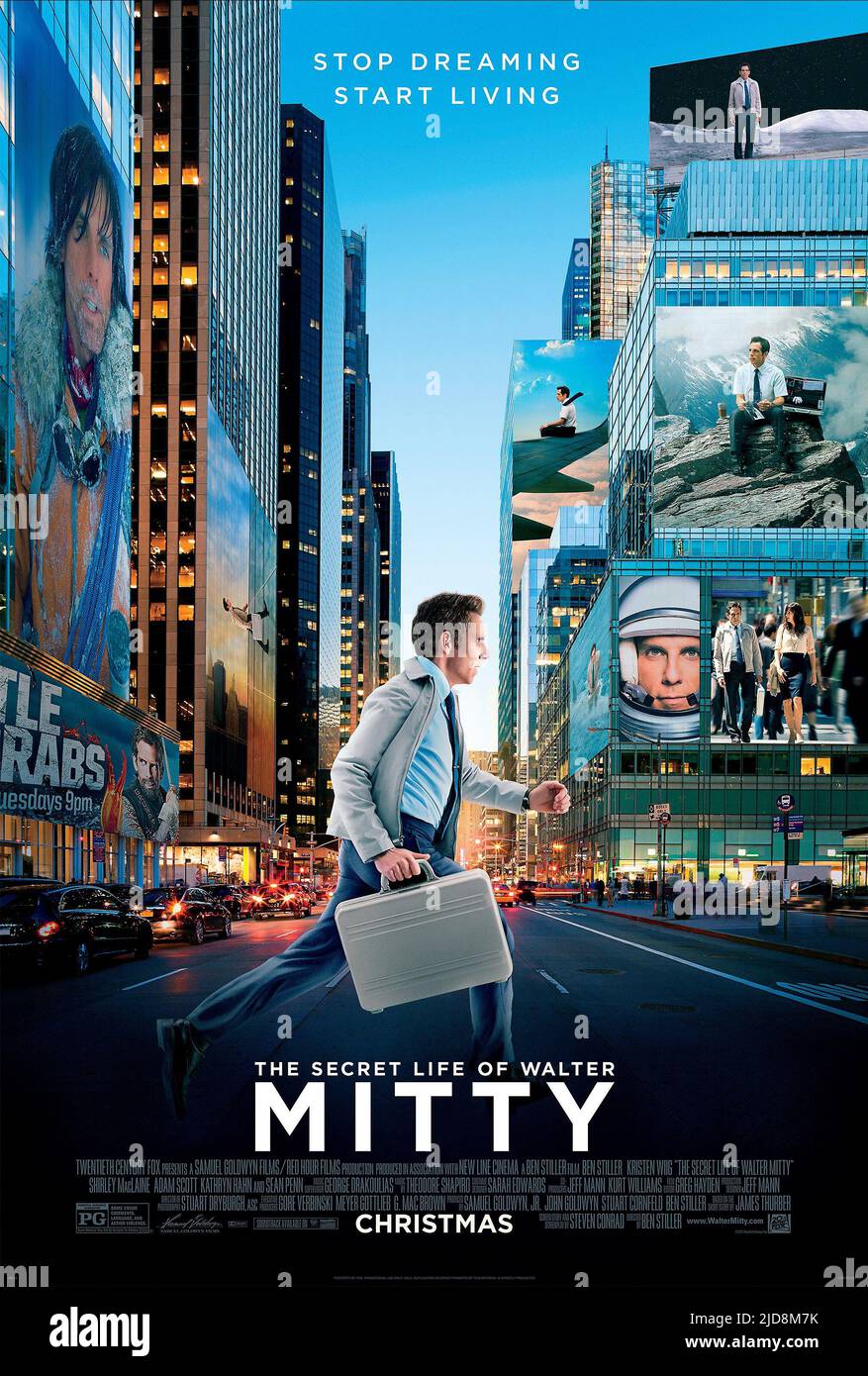 BEN STILLER POSTER, DAS GEHEIME LEBEN VON WALTER MITTY, 2013, Stockfoto