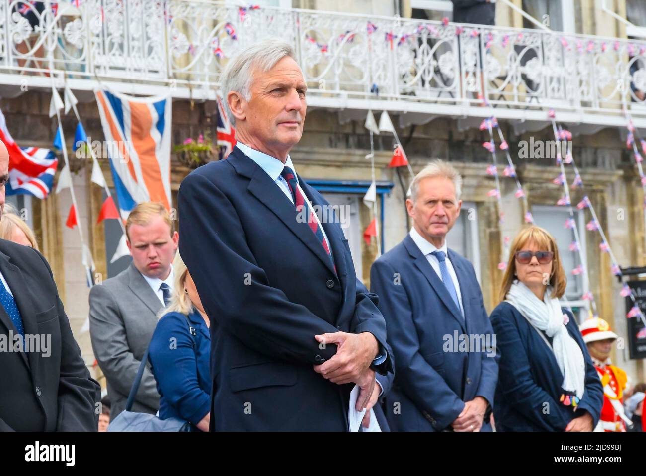 Weymouth, Dorset, Großbritannien. 19.. Juni 2022. Richard Drax, konservativer Abgeordneter für South Dorset bei der Veterans Parade in Weymouth in Dorset. Bildnachweis: Graham Hunt/Alamy Live News Stockfoto