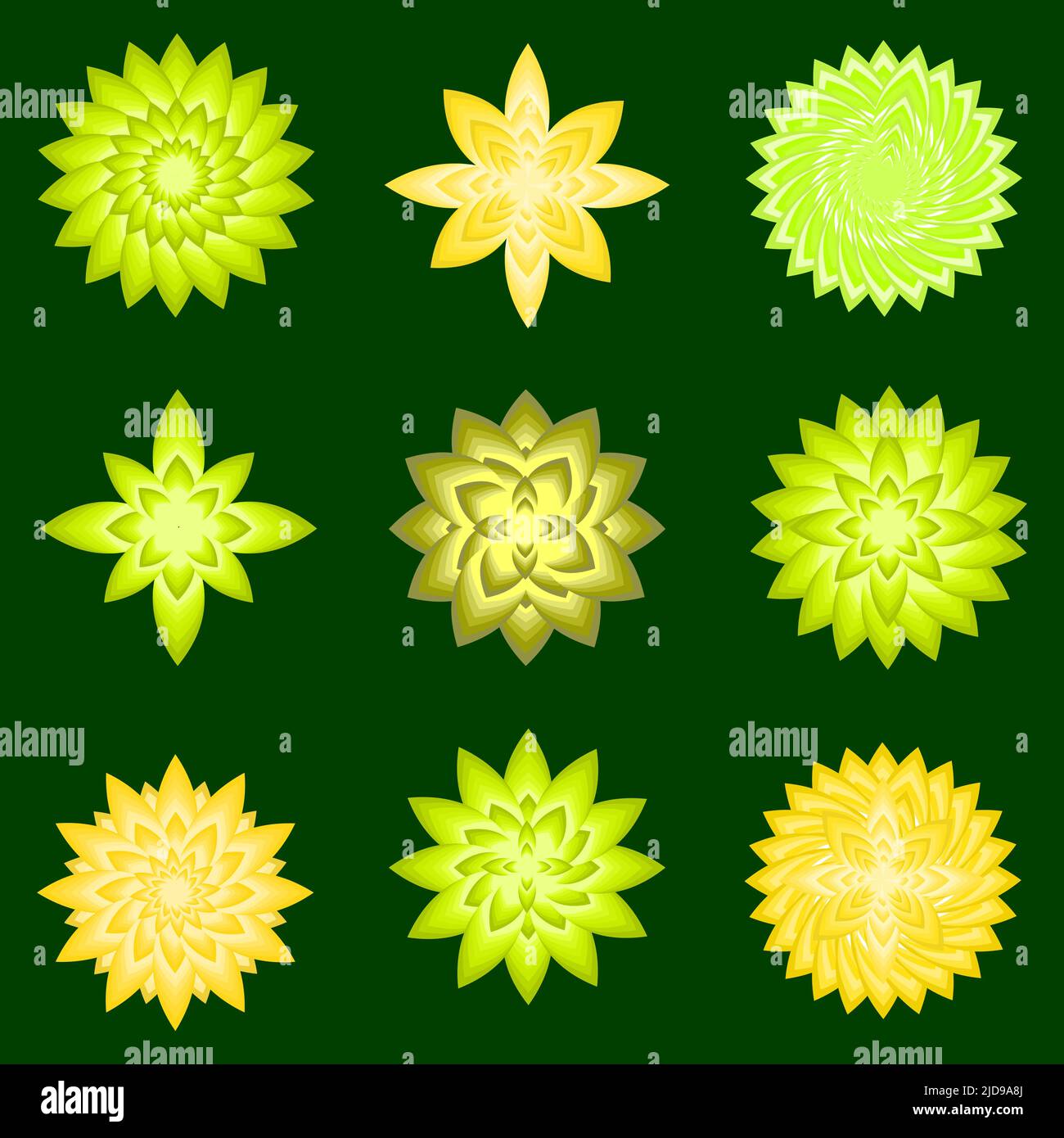 Sammlung von Grün botanischen Floristen Symbol-Element für dekorative abstrakte Hintergrund Muster Vektor-Illustration Stock Vektor