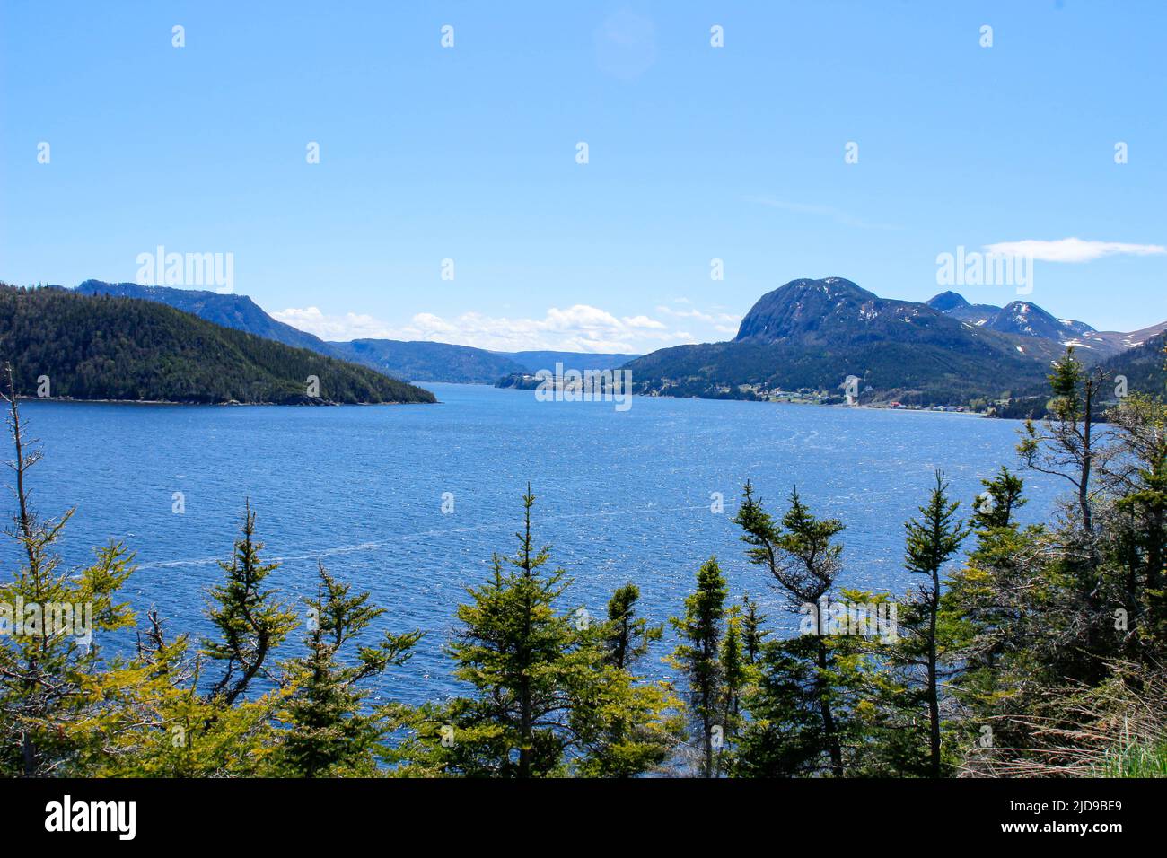 Woody Point neufundland, Blick von einem Aussichtspunkt Stockfoto