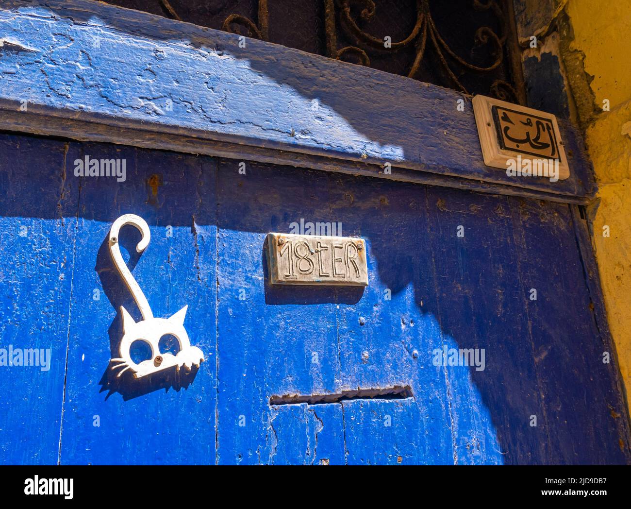 Marokkanische Haus Tür Dekoration, Essaouira, Marokko Stockfoto