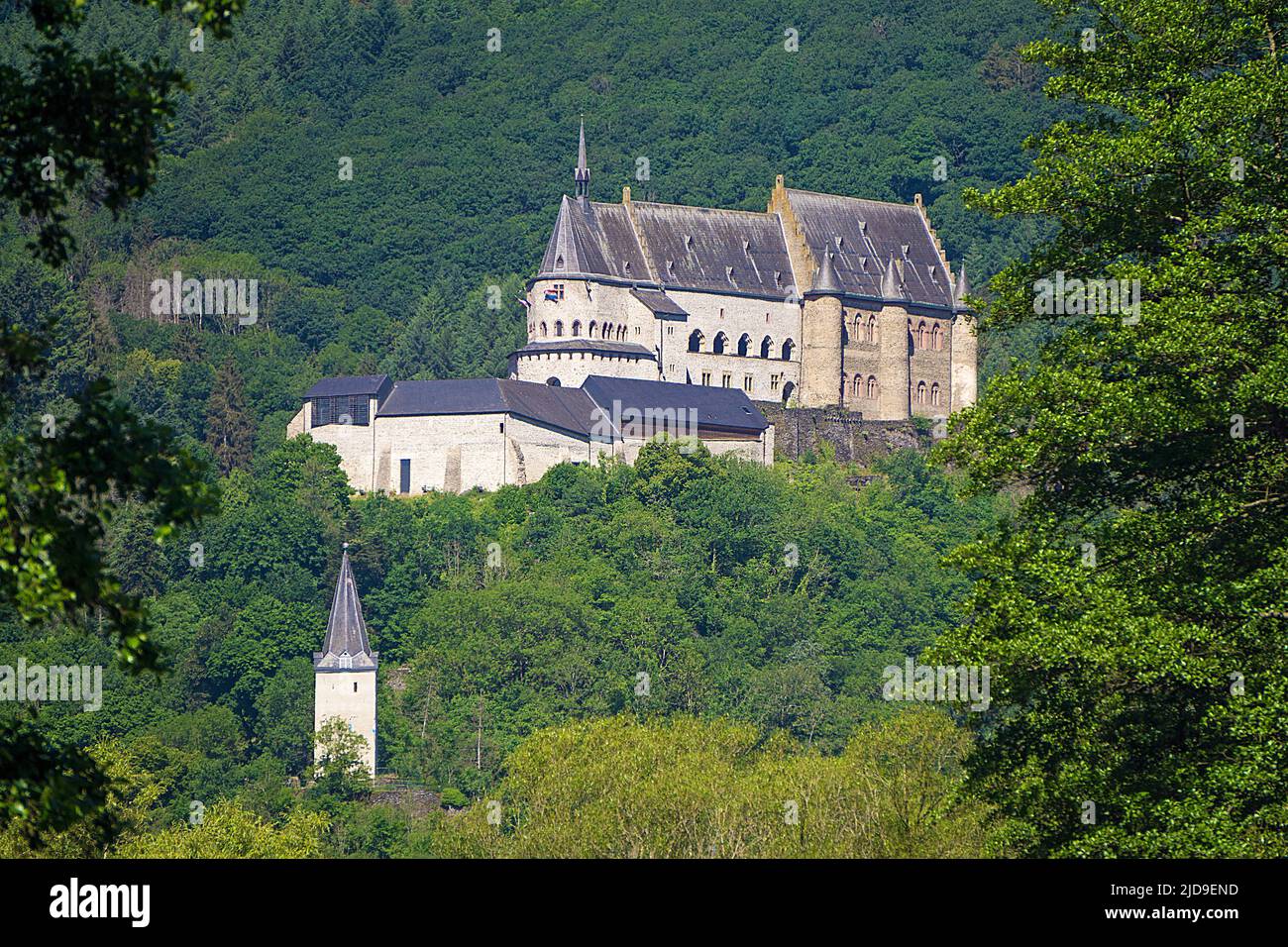 Schloss Vianden, Kanton Vianden, Großherzogtum Luxemburg, Europa Stockfoto
