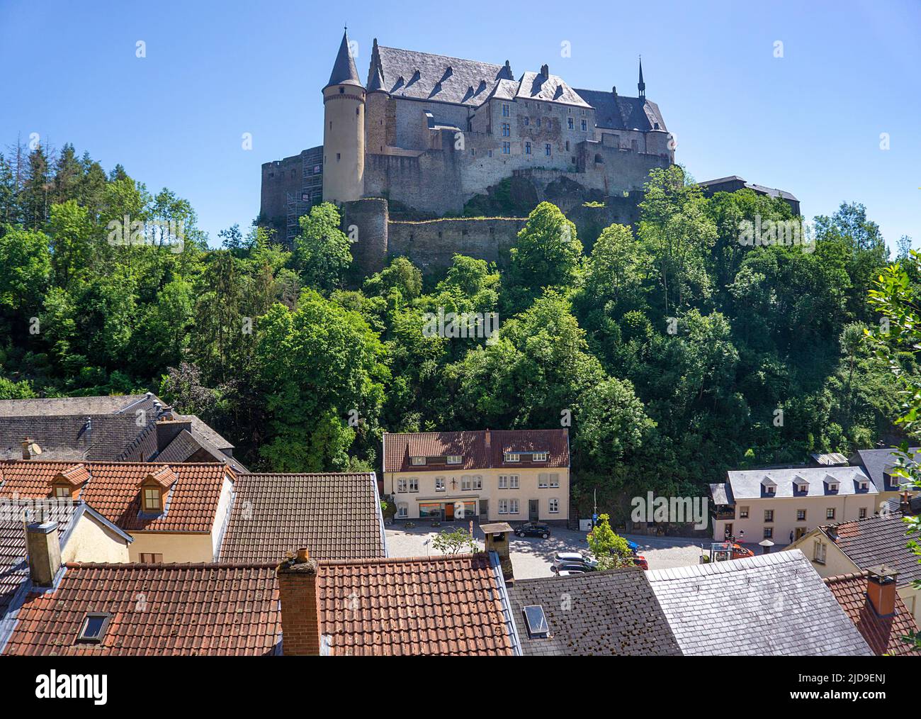 Schloss Vianden, Kanton Vianden, Großherzogtum Luxemburg, Europa Stockfoto