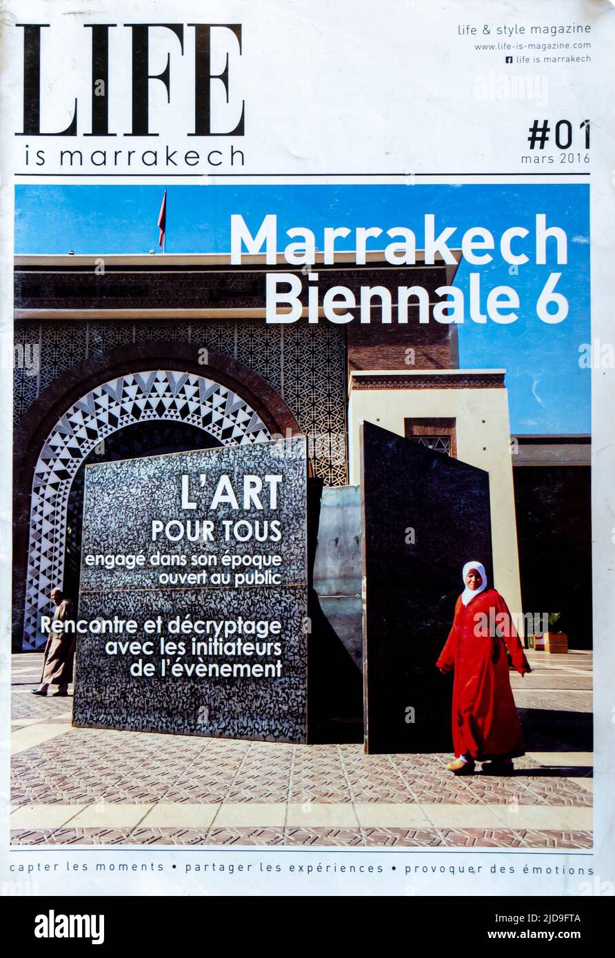 Das Leben ist Marrakesch Lifestyle Marokkanische Magazin Cover. Ausgabe 1/ 2016 Stockfoto