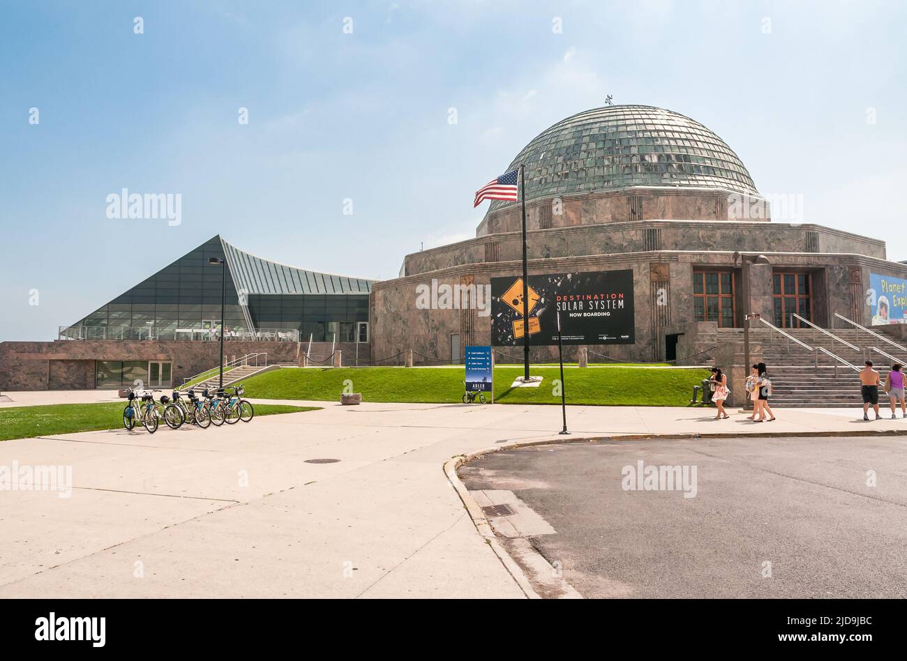 Chicago, Illinois, USA - 25. August 2014: Das Adler Planetarium ist ein öffentliches Museum, das sich dem Studium der Astronomie und Astrophysik widmet und sich an der S Stockfoto
