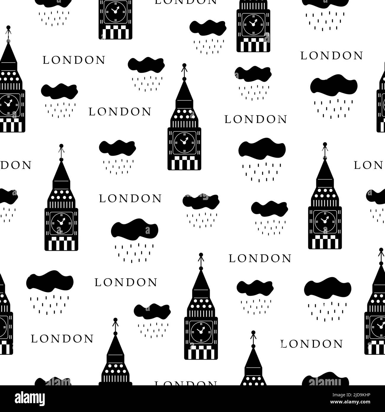 Europäische Hauptstädte, London. Schwarz-Weiß-Abbildung Stock Vektor