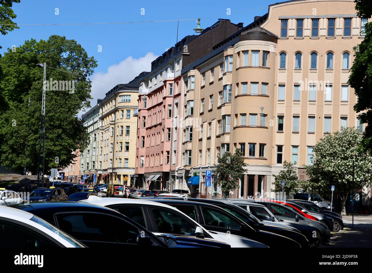 Straße in Töölön in Helsinki, Finnland Stockfoto