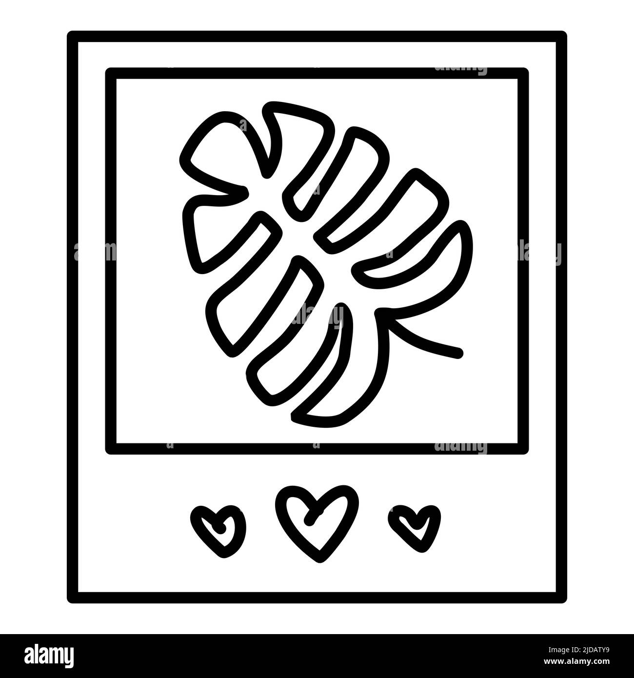 Niedliche Bilderrahmen-Erinnerung aus dem Urlaub. Sofortiges Kamerabild für Fotoalbum. Lustige minimalistische Zeichnung, um sich an eine Reise zu erinnern. Stock Vektor