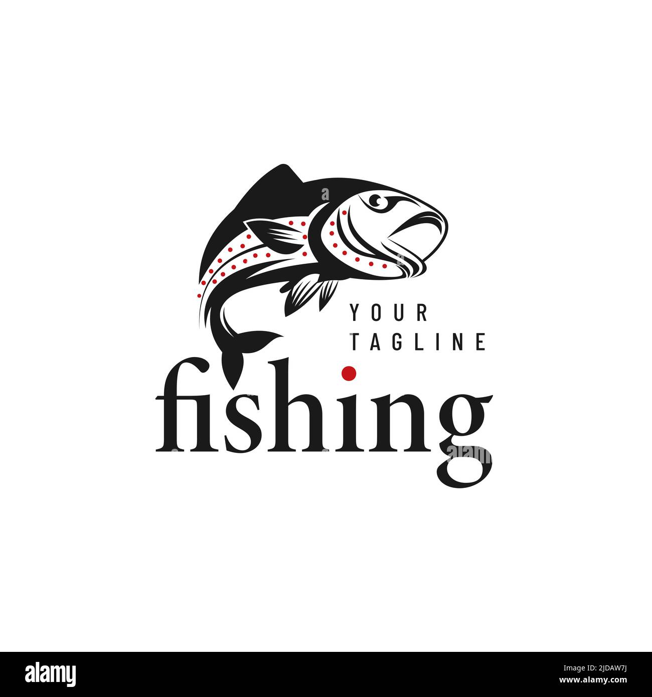 Lachs Fisch, Angeln Logo Design Sportfischen Logo Vorlage Angeln Fisch Design Logo Stock Vektor