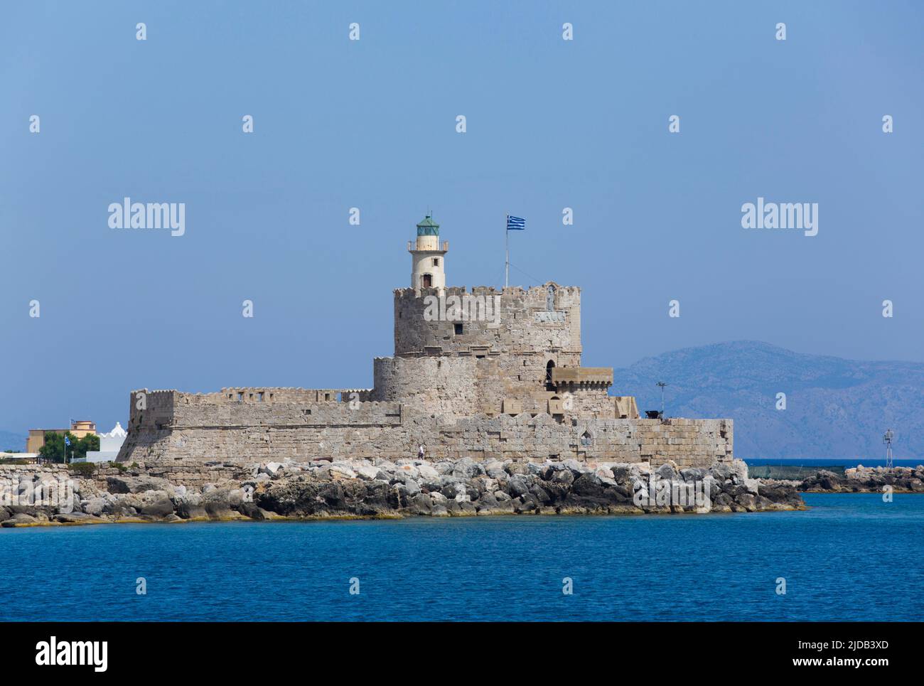 Festung St. Nicholas, Rhodos-Stadt, Rhodos; Dodekanesische Inselgruppe, Griechenland Stockfoto