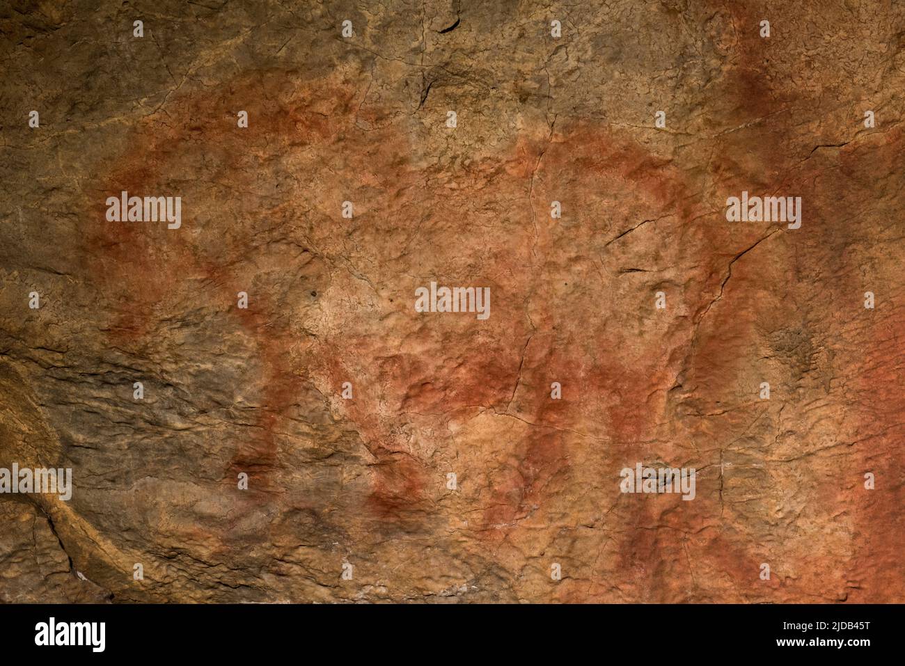 Zeichnung des Pferdes von Riumin auf der östlichen Tafel in der Halle der Zeichnungen der Höhle Shulgan-Tash (Kapova), Ural-Gebirge; Russland Stockfoto