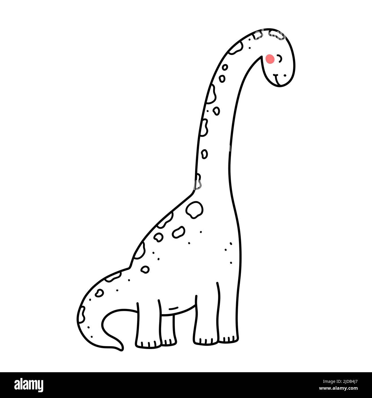 Niedliche lächelnde Dinosaurier isoliert auf weißem Hintergrund. Vektor-handgezeichnete Illustration im Doodle-Stil. Perfekt für Karten, Logo, Dekorationen. Zeichentrickfigur. Stock Vektor