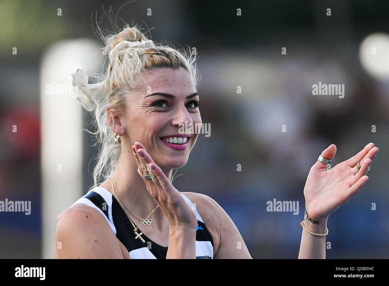 Paris, Frankreich. 18.. Juni 2022. Marija Vukovic aus Montenegro (Frauen-Hochsprung) während der Wanda Diamond League 2022, Meeting de Paris (Leichtathletik) am 18. Juni 2022 im Charlety-Stadion in Paris, Frankreich - Foto Victor Joly / DPPI Credit: Victor Joly/Alamy Live News Stockfoto