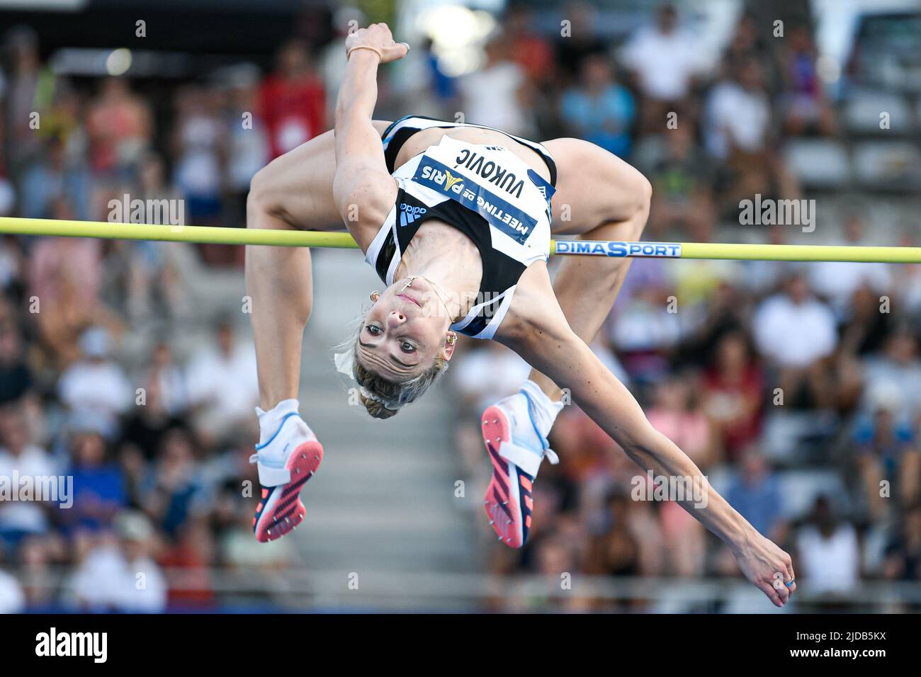 Paris, Frankreich. 18.. Juni 2022. Marija Vukovic aus Montenegro (Frauen-Hochsprung) während der Wanda Diamond League 2022, Meeting de Paris (Leichtathletik) am 18. Juni 2022 im Charlety-Stadion in Paris, Frankreich - Foto Victor Joly / DPPI Credit: Victor Joly/Alamy Live News Stockfoto