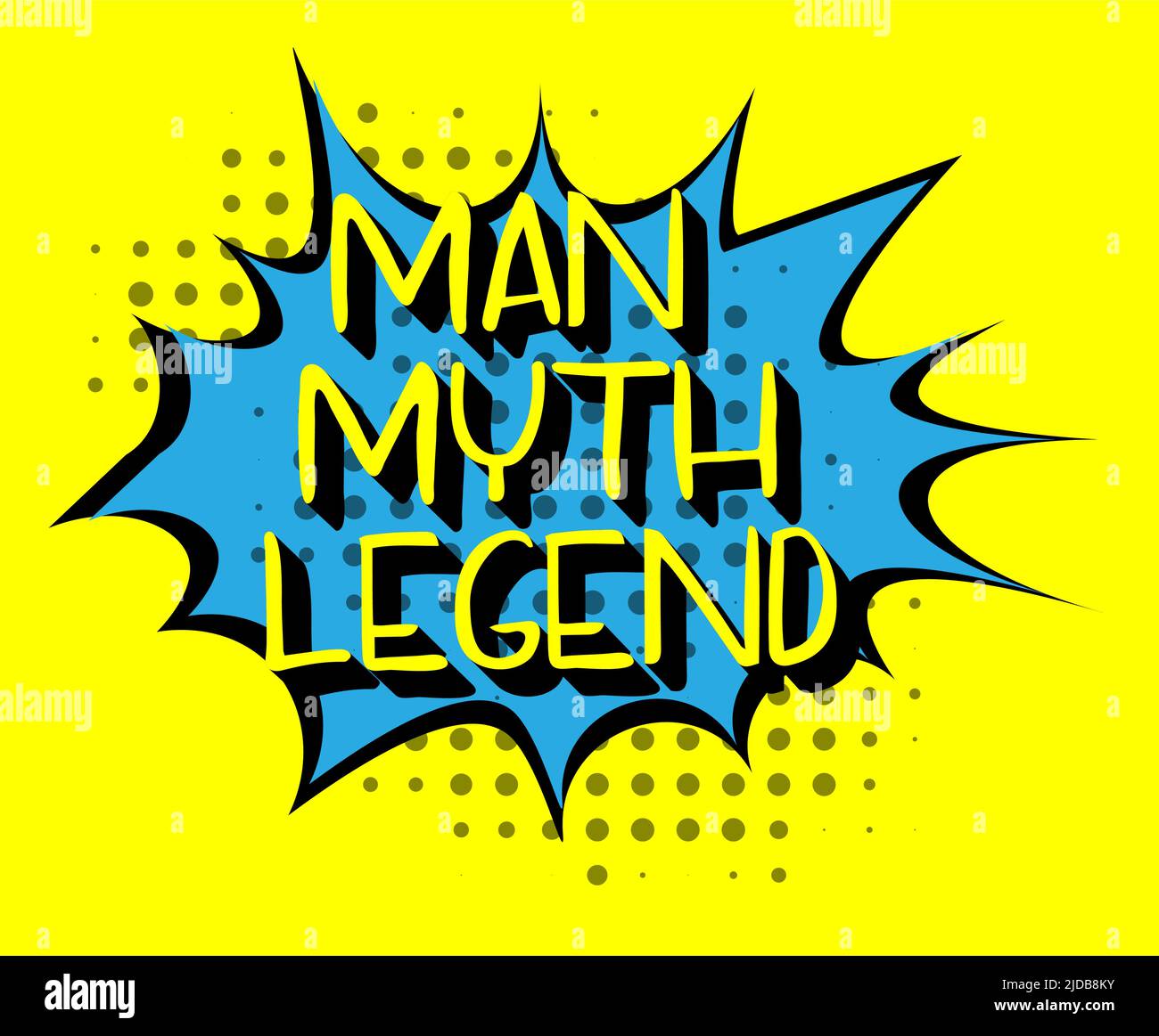 Man Myth Legend Halbone Vektorgrafik im Comic-Stil. Stock Vektor