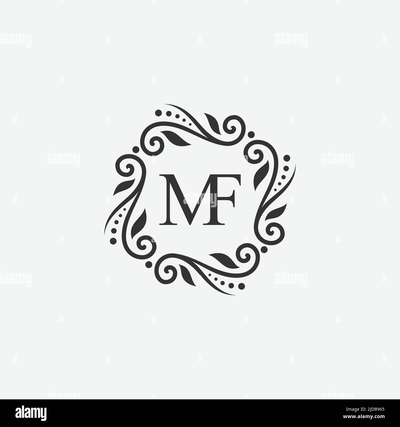 MF Anfangsbuchstabe mit Ornament für Ihr bestes Business-Logo. Vektorgrafik EPS.8 EPS.10 Stock Vektor