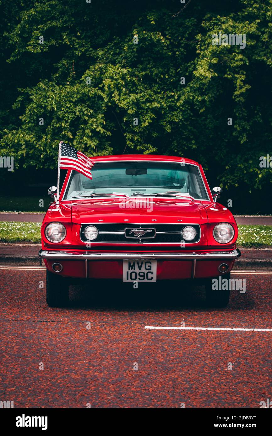 Red Calssic Ford Mustang Stockfoto