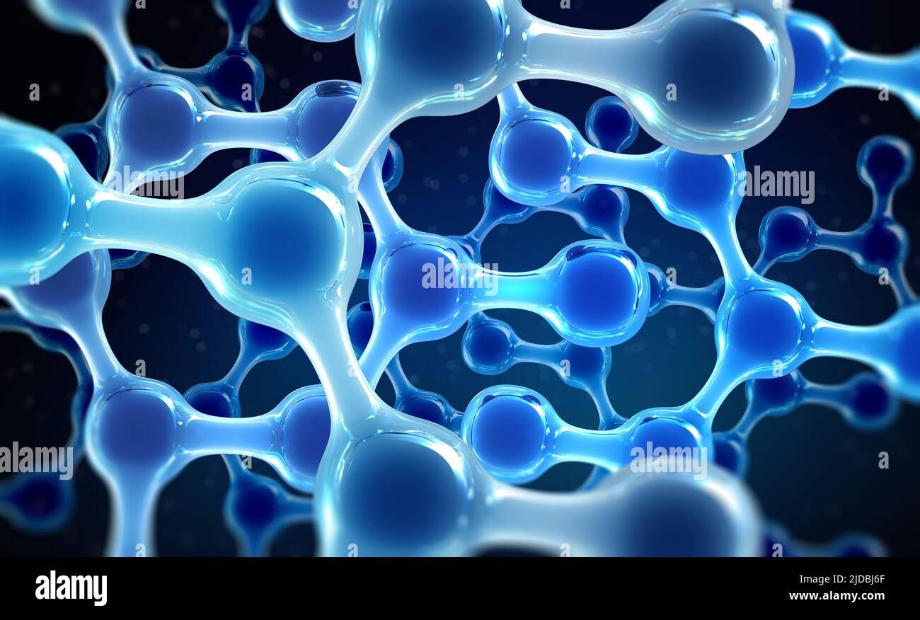 Molekulargitter, wissenschaftliche Laborforschung, moderne Chemie, stabile Formel, nanotechnologische Struktur. 3D Abbildung des Moleküls Stockfoto
